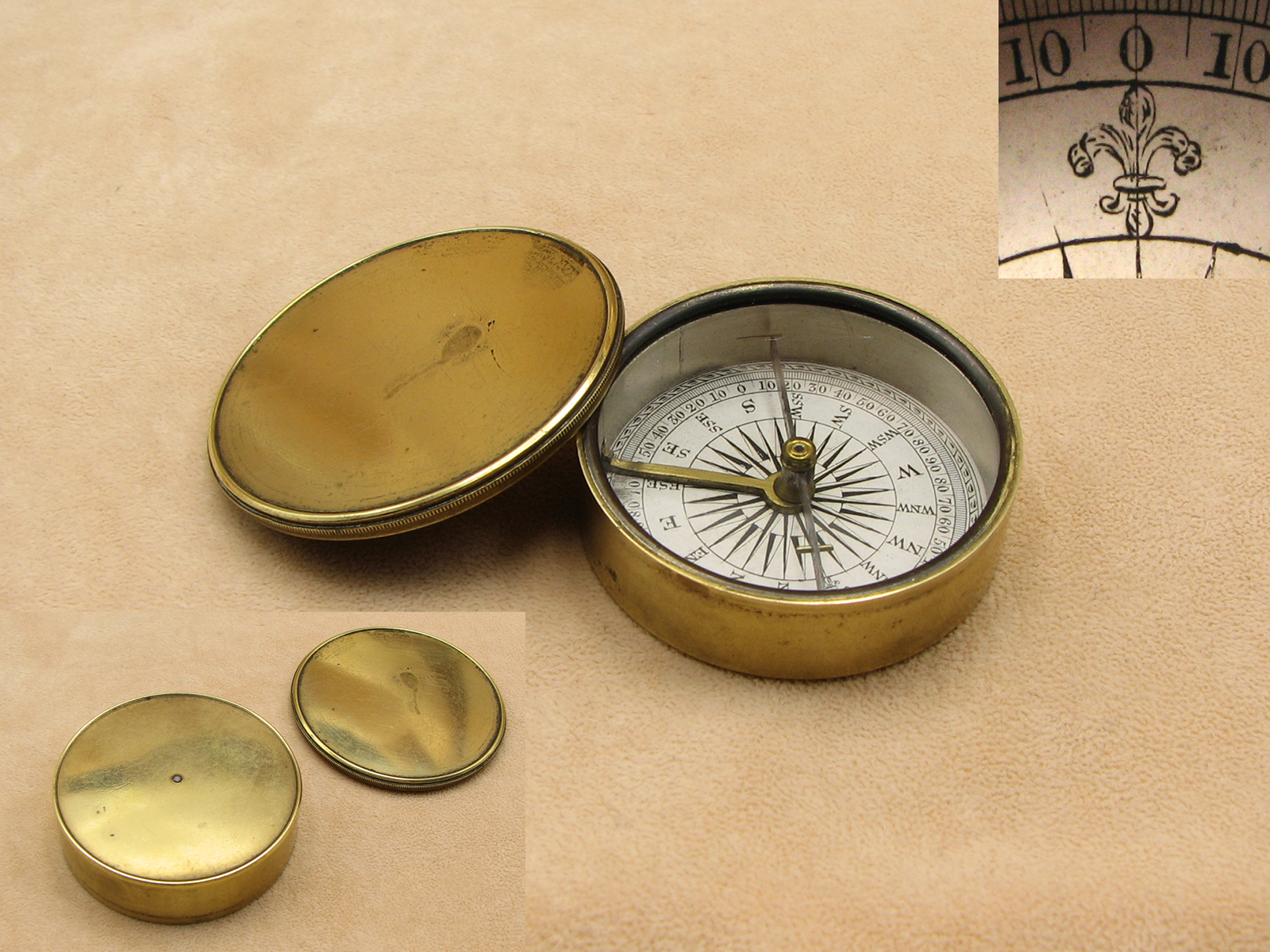 19th century brass cased compass with lid